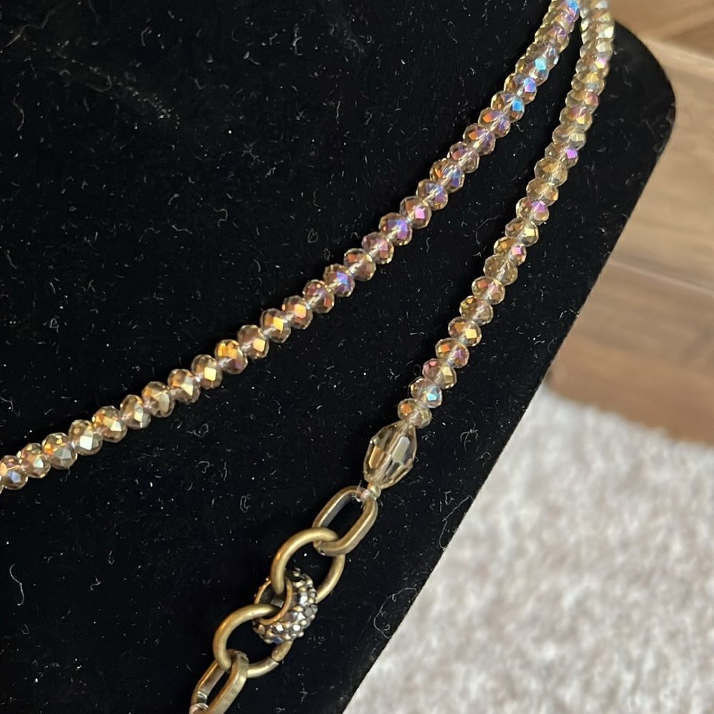 NWT Loft Beaded Bronze, Gold, aurora borealis necklace - Picture 2 of 6